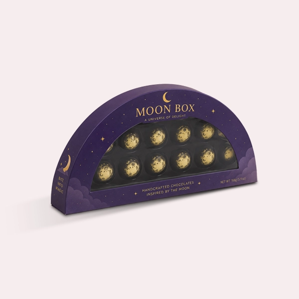 custom printed moon shaped boxes